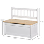 Qaba 2-IN-1 Wooden Toy Box Kids Seat Bench Storage Chest Cabinet Chunk Cube with Safety Pneumatic Rod