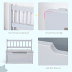 Qaba 2-IN-1 Wooden Toy Box Kids Seat Bench Storage Chest Cabinet Chunk Cube with Safety Pneumatic Rod