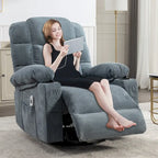 Massage Rocker Recliner Chair Rocking Chairs for Adults Oversized with 2 Cup Holders, USB Charge Port Soft Features a Manual Mas