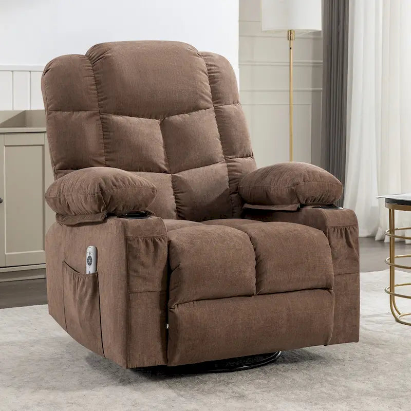Massage Rocker Recliner Chair Rocking Chairs for Adults Oversized with 2 Cup Holders, USB Charge Port Soft Features a Manual Mas