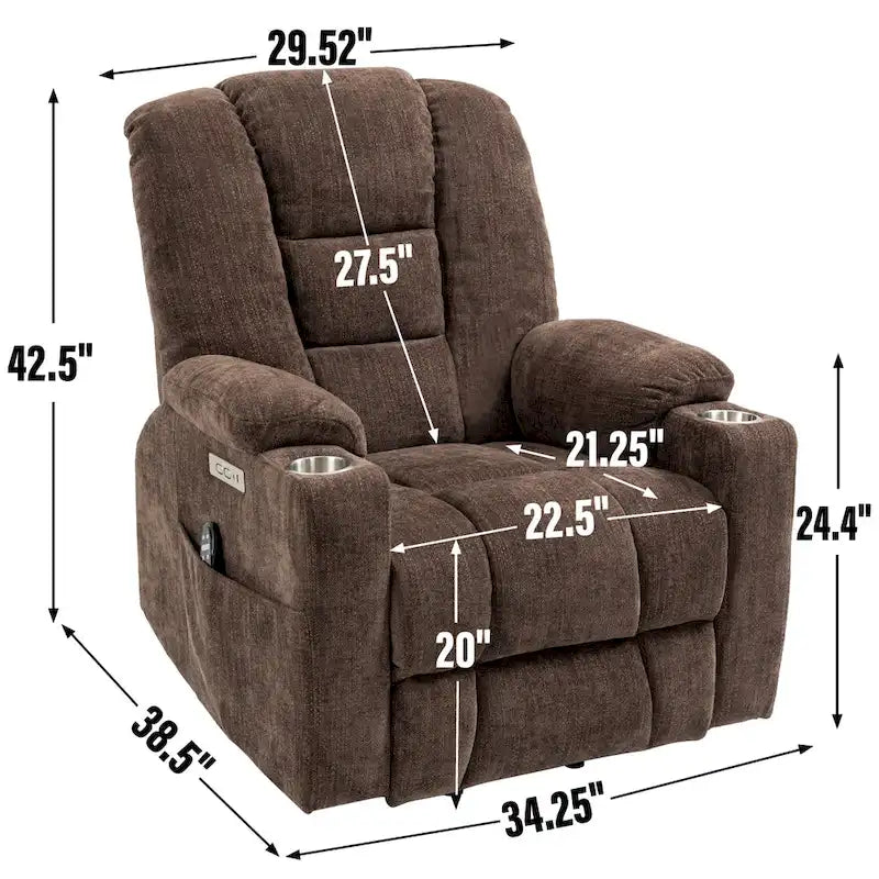 EMON'S Large Power Lift Recliner Chair with Massage and Heat for Elderly, Overstuffed Wide Recliners, Heavy Duty Motion Mechanis