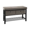 Simplify Entryway Double Bench with Shoe Storage in Taupe - 31.9 x 12.6 x 19.5 