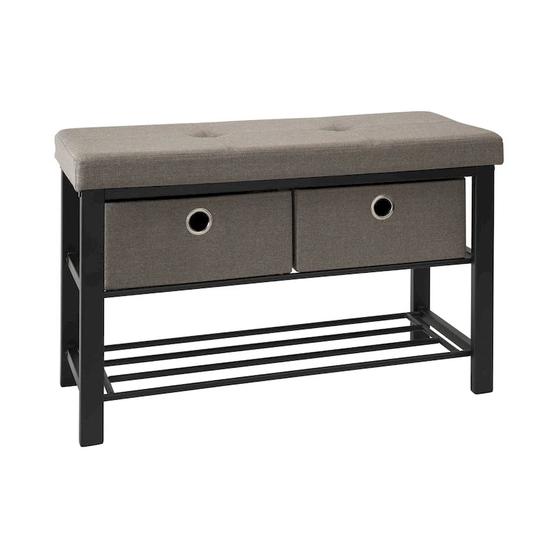 Simplify Entryway Double Bench with Shoe Storage in Taupe - 31.9 x 12.6 x 19.5 
