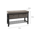 Simplify Entryway Double Bench with Shoe Storage in Taupe - 31.9 x 12.6 x 19.5