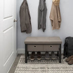 Simplify Entryway Double Bench with Shoe Storage in Taupe - 31.9 x 12.6 x 19.5