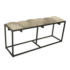 Verga 50 W Black Iron, Grey Faux Hair & Leather Patch Bench - 50 x 14 x 22