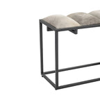 Verga 50 W Black Iron, Grey Faux Hair & Leather Patch Bench - 50 x 14 x 22