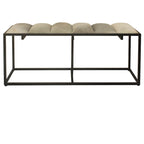 Verga 50 W Black Iron, Grey Faux Hair & Leather Patch Bench - 50 x 14 x 22