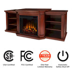 Valmont 74.25  Electric TV Stand Fireplace in Dark Mahogany by Real Flame - 75.5 W x 21.5 D x 27.7 H