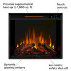 Valmont 74.25  Electric TV Stand Fireplace in Dark Mahogany by Real Flame - 75.5 W x 21.5 D x 27.7 H