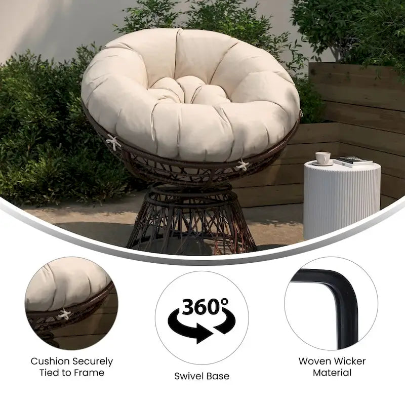 Papasan Swivel Patio Lounge Chair