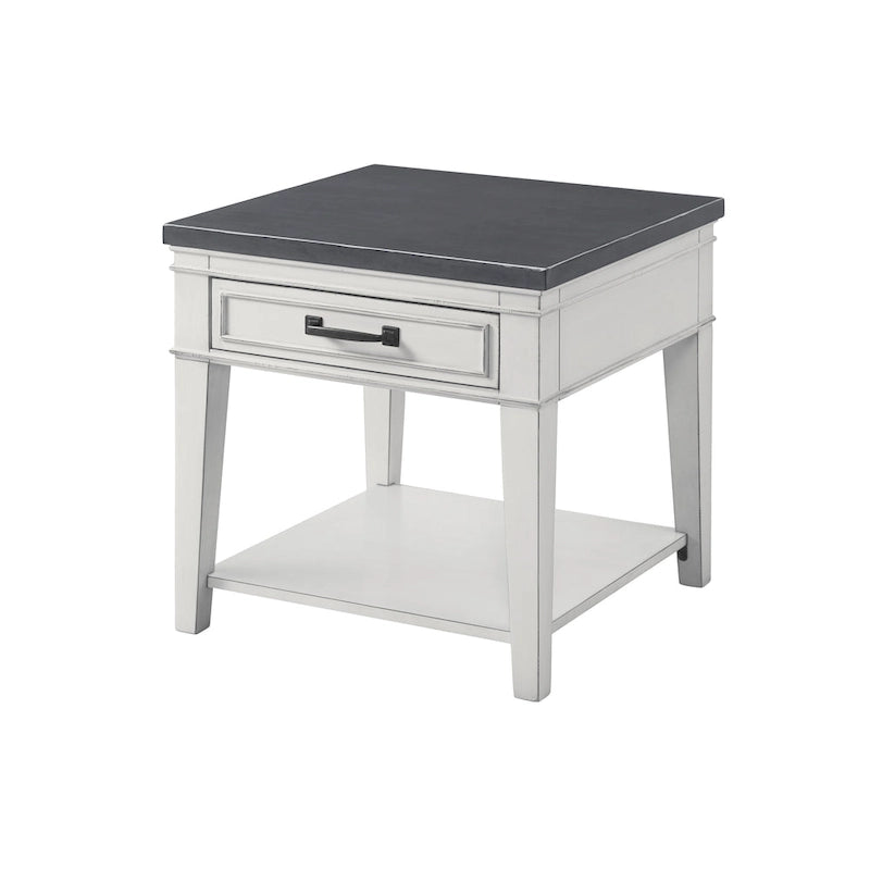 Del Mar 24  White and Grey 1-Drawer End Table