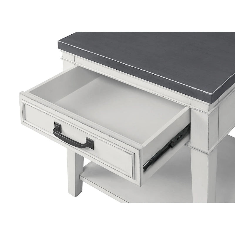 Del Mar 24  White and Grey 1-Drawer End Table