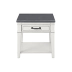 Del Mar 24  White and Grey 1-Drawer End Table