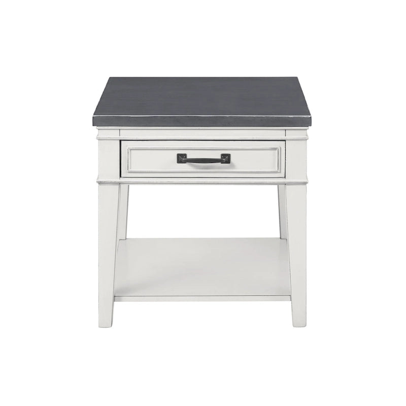 Del Mar 24  White and Grey 1-Drawer End Table