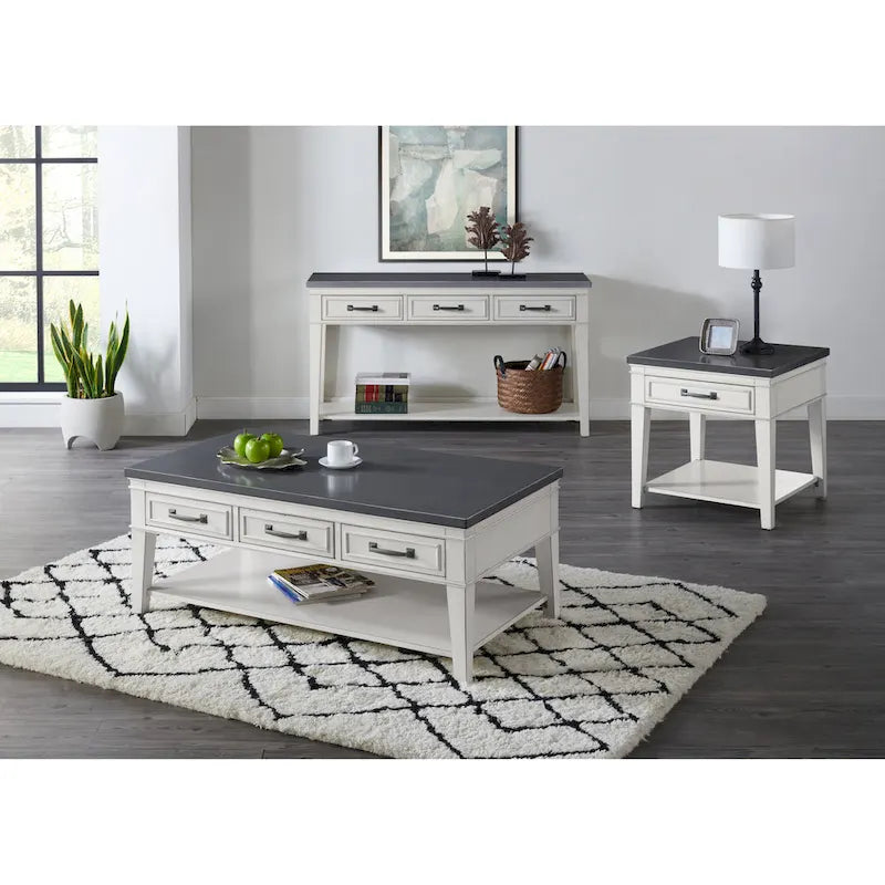 Del Mar 24  White and Grey 1-Drawer End Table