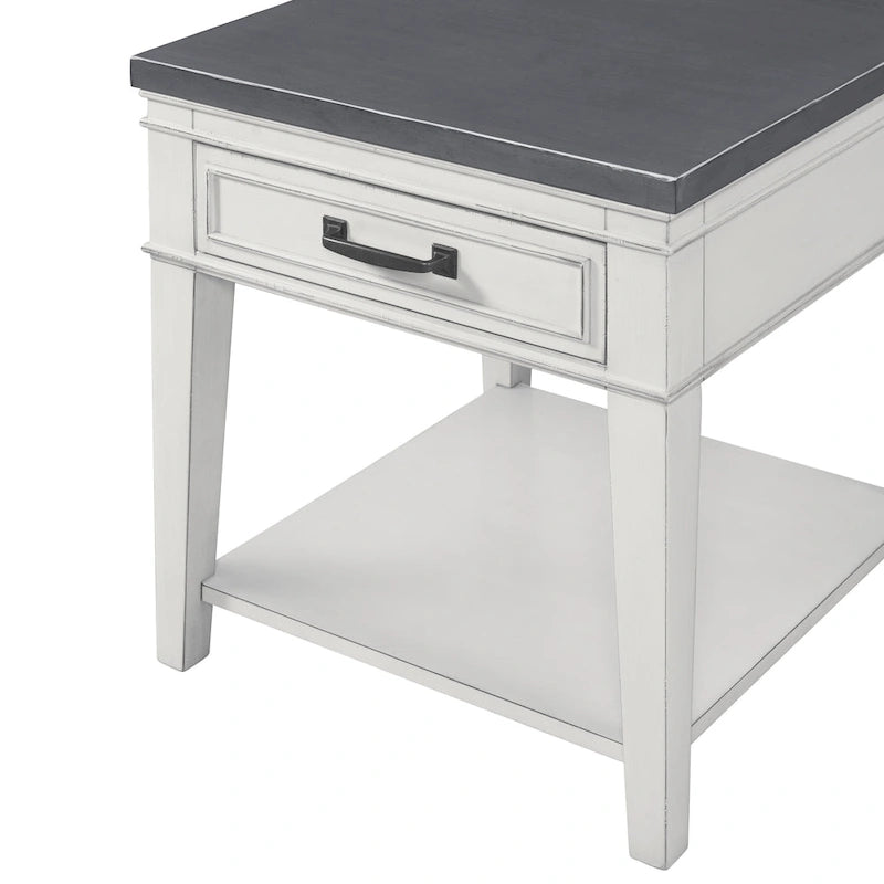 Del Mar 24  White and Grey 1-Drawer End Table