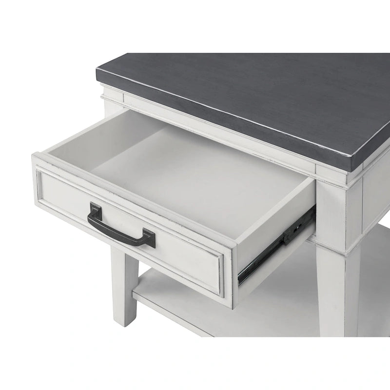 Del Mar 24  White and Grey 1-Drawer End Table