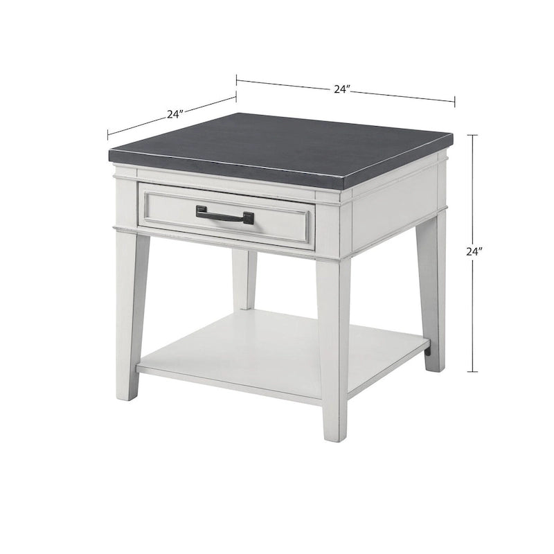 Del Mar 24  White and Grey 1-Drawer End Table