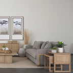 Grier Solid Wood With Cane Accents Square Nesting Accent Tables (Set of 2) - 20L x 20W x 23H