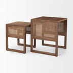Grier Solid Wood With Cane Accents Square Nesting Accent Tables (Set of 2) - 20L x 20W x 23H