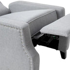 Push Back Wing Back Pocket Spring Recliner with Side Accent Nail Trim