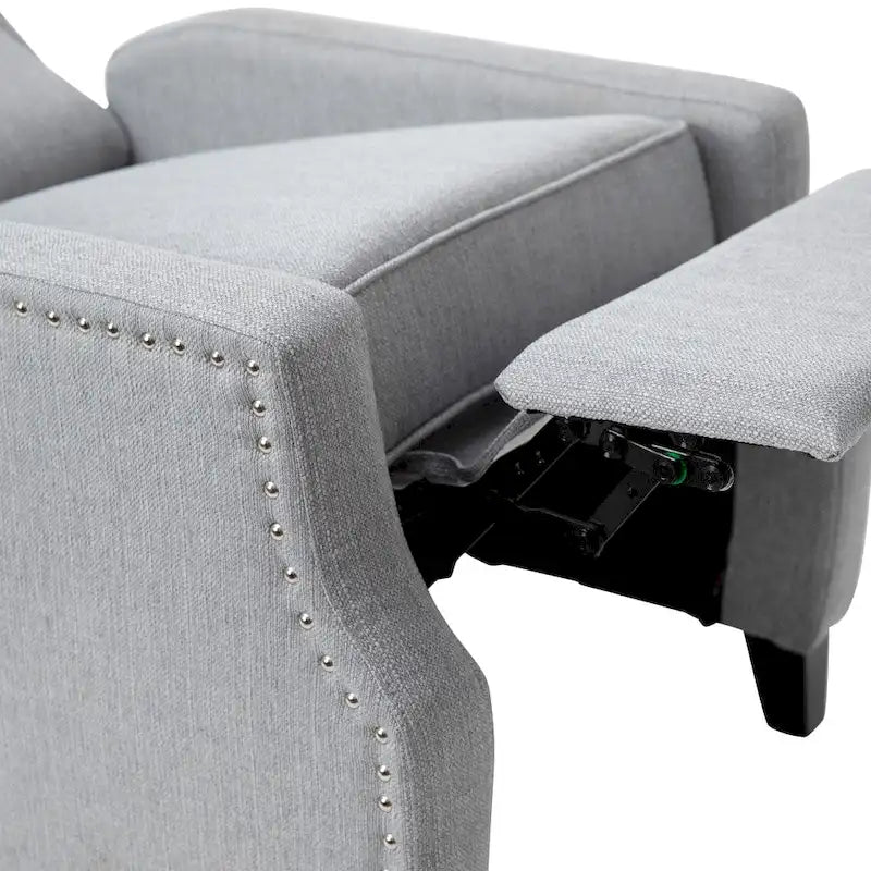 Push Back Wing Back Pocket Spring Recliner with Side Accent Nail Trim