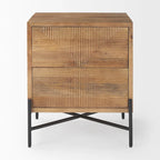 Cairo Light Brown Solid Wood w/ Black Iron Frame & 2 Drawer Accent Table - 22 L x 22 W x 26 H