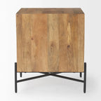 Cairo Light Brown Solid Wood w/ Black Iron Frame & 2 Drawer Accent Table - 22 L x 22 W x 26 H