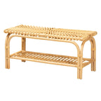 Himari Modern Bohemian Natural Brown Rattan Accent Bench