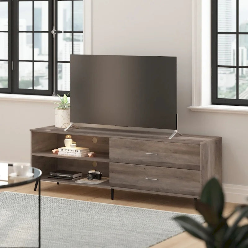 TV Stand for up to TV's with Adjustable Shelf and Storage Drawers