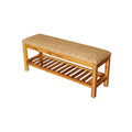 M4H Lindos Water Hyacinth & Solid Wood Storage Shoes Bench