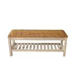 M4H Lindos Water Hyacinth & Solid Wood Storage Shoes Bench
