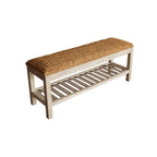 M4H Lindos Water Hyacinth & Solid Wood Storage Shoes Bench