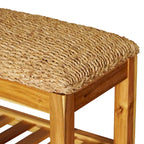 M4H Lindos Water Hyacinth & Solid Wood Storage Shoes Bench