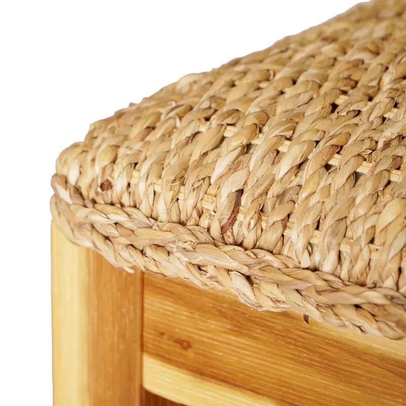 M4H Lindos Water Hyacinth & Solid Wood Storage Shoes Bench