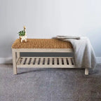 M4H Lindos Water Hyacinth & Solid Wood Storage Shoes Bench