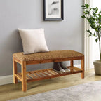 M4H Lindos Water Hyacinth & Solid Wood Storage Shoes Bench