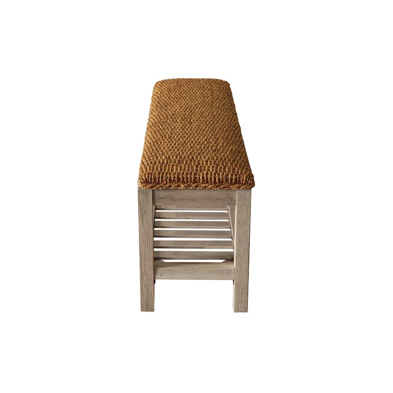 M4H Lindos Water Hyacinth & Solid Wood Storage Shoes Bench