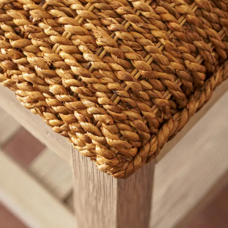 M4H Lindos Water Hyacinth & Solid Wood Storage Shoes Bench