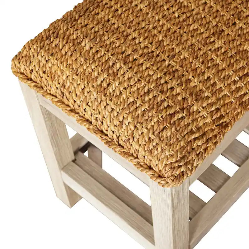 M4H Lindos Water Hyacinth & Solid Wood Storage Shoes Bench