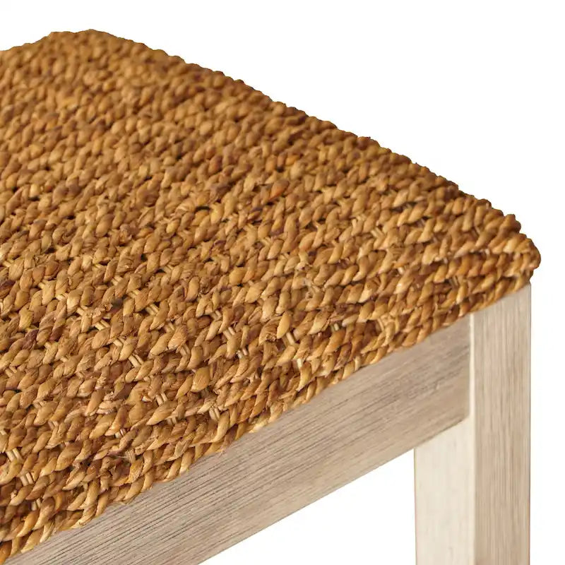 M4H Lindos Water Hyacinth & Solid Wood Storage Shoes Bench