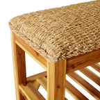 M4H Lindos Water Hyacinth & Solid Wood Storage Shoes Bench