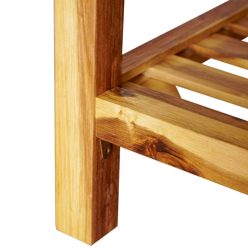 M4H Lindos Water Hyacinth & Solid Wood Storage Shoes Bench
