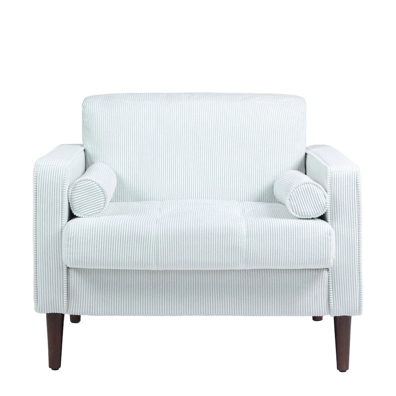 2 Pack Modern Corduroy Wide Armchair with Bolster Pillows