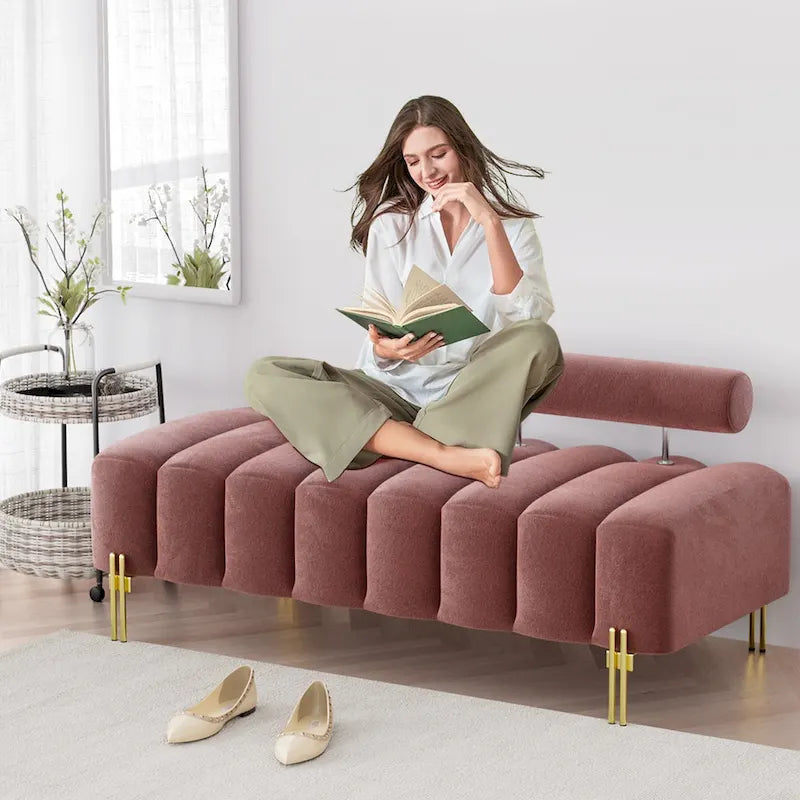 Ouyessir 52.2  Modern Channel Tufted Window Bench with Adjustable Back