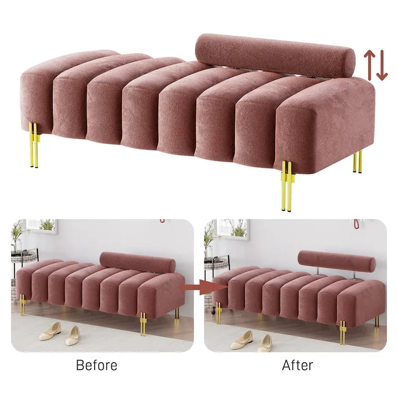 Ouyessir 52.2  Modern Channel Tufted Window Bench with Adjustable Back