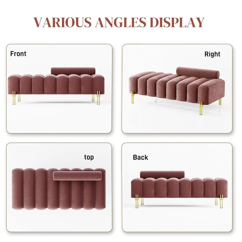 Ouyessir 52.2  Modern Channel Tufted Window Bench with Adjustable Back