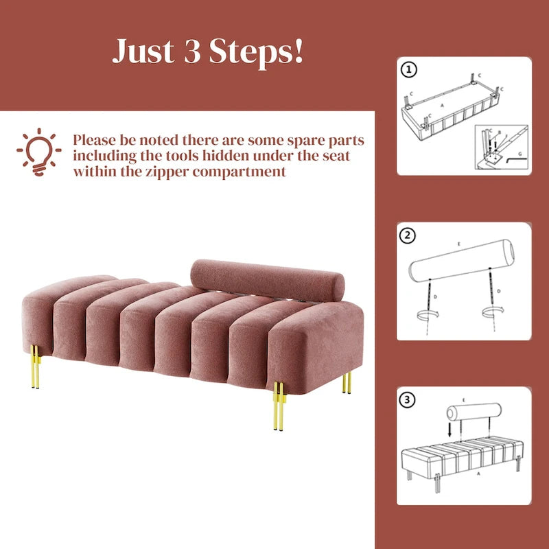 Ouyessir 52.2  Modern Channel Tufted Window Bench with Adjustable Back