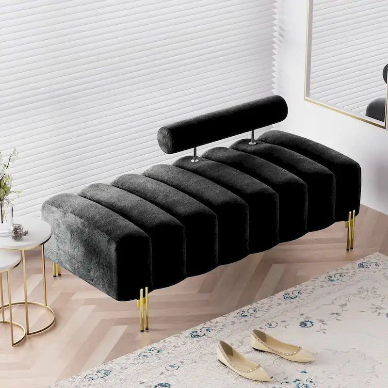 Ouyessir 52.2  Modern Channel Tufted Window Bench with Adjustable Back